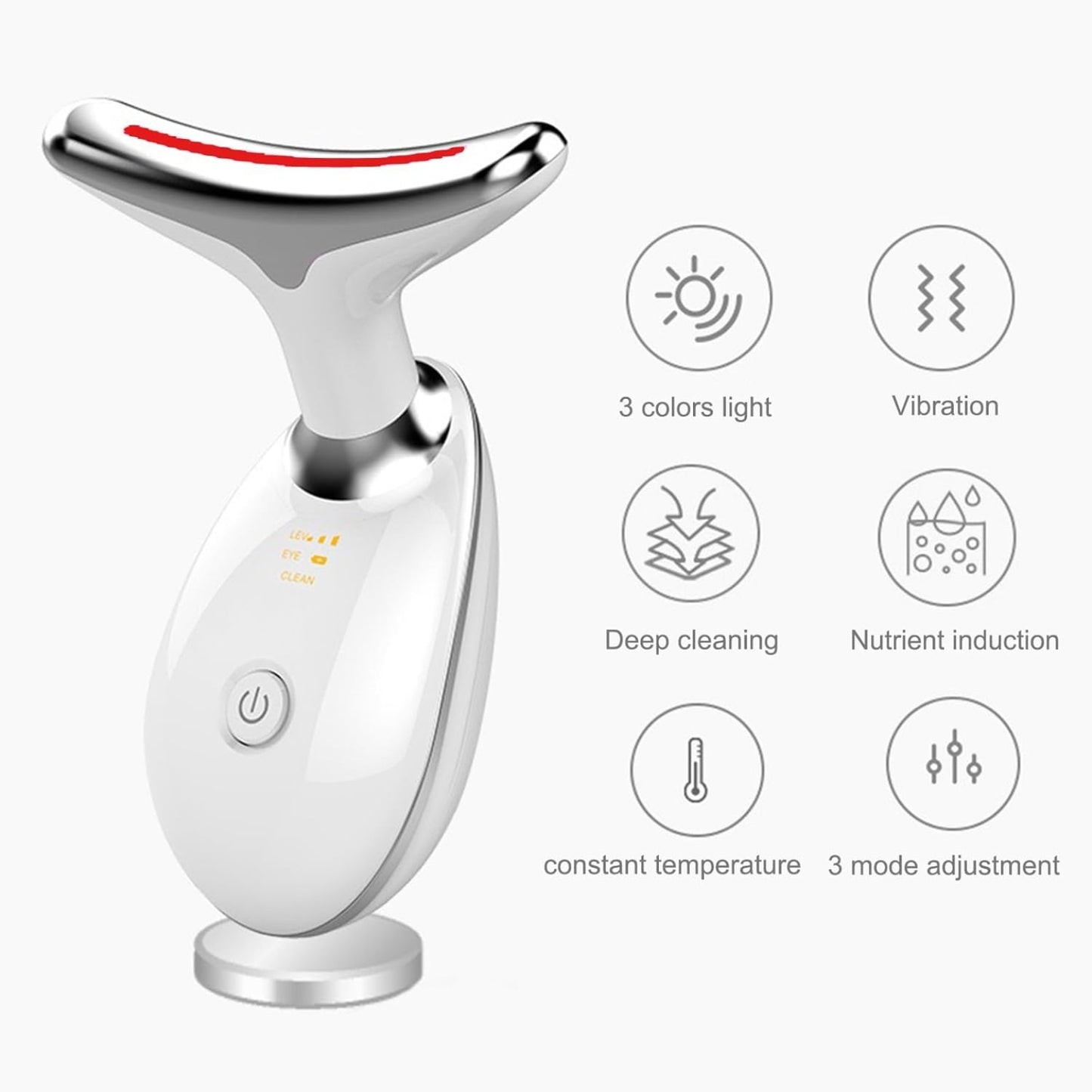 ✨ 3-in-1 Neck & Face Beauty Device – Light Therapy & Vibration Massager ✨