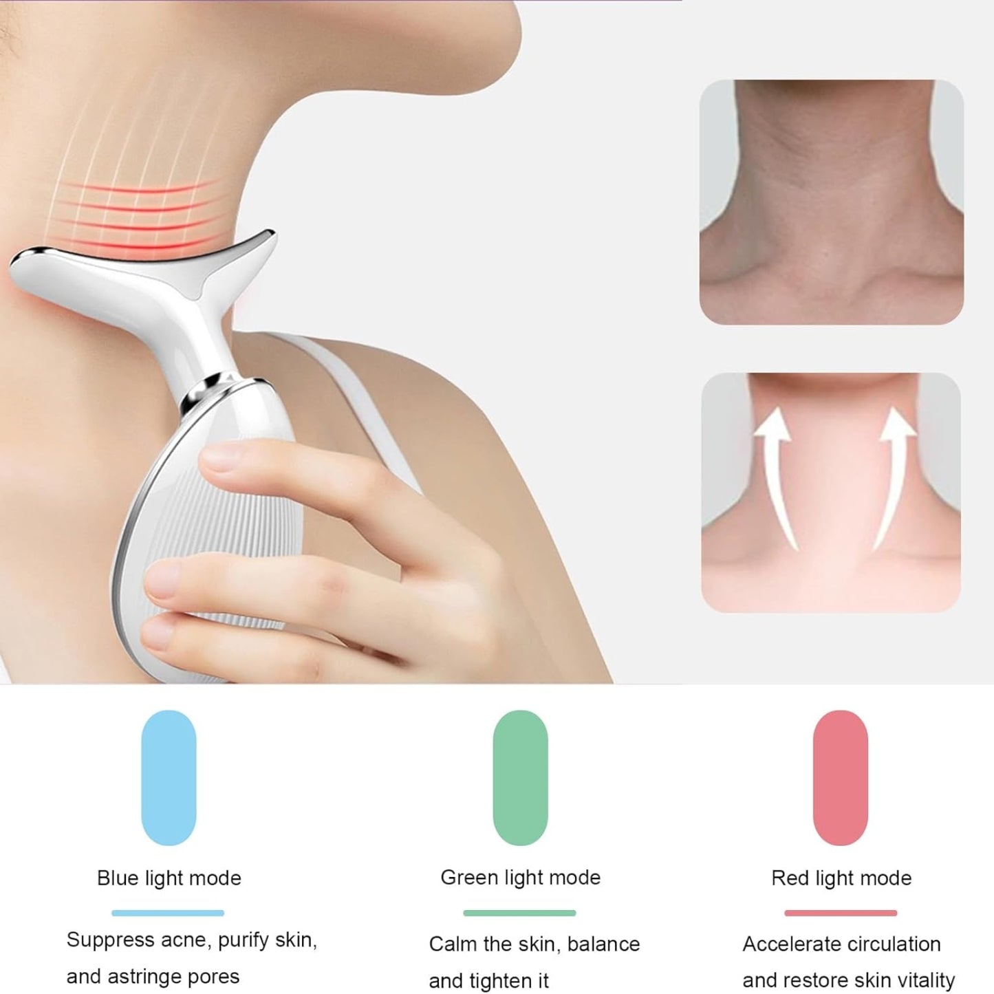 ✨ 3-in-1 Neck & Face Beauty Device – Light Therapy & Vibration Massager ✨