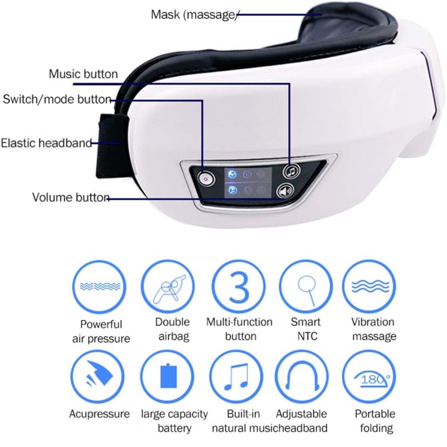 👁️ Intelligent Eye Massager – Heat, Vibration & Bluetooth Music